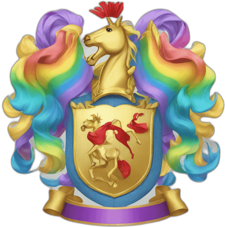 Coat-of-arms-held-by-rainbow-unicorns emoji