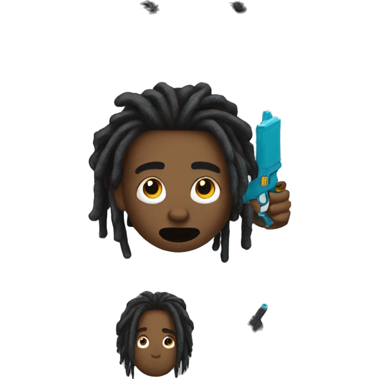 black man with dreads and a water pistol emoji