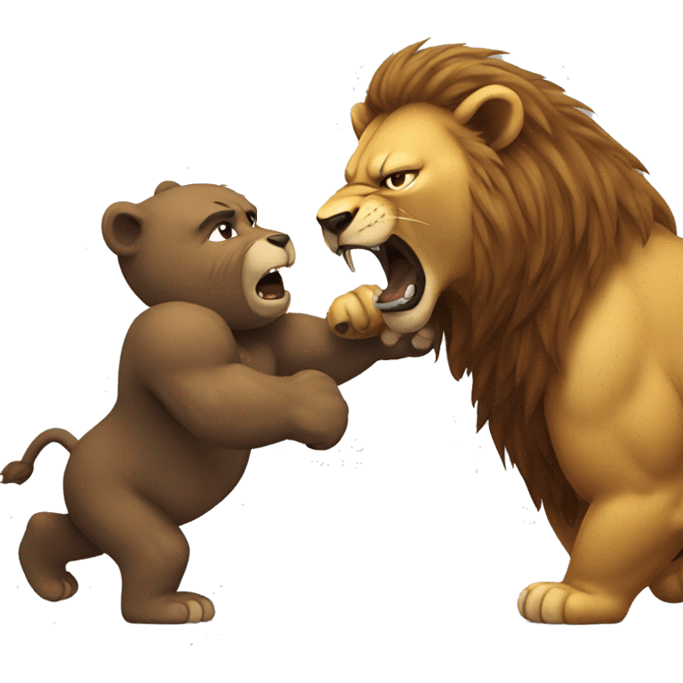 Lion punching a bear emoji