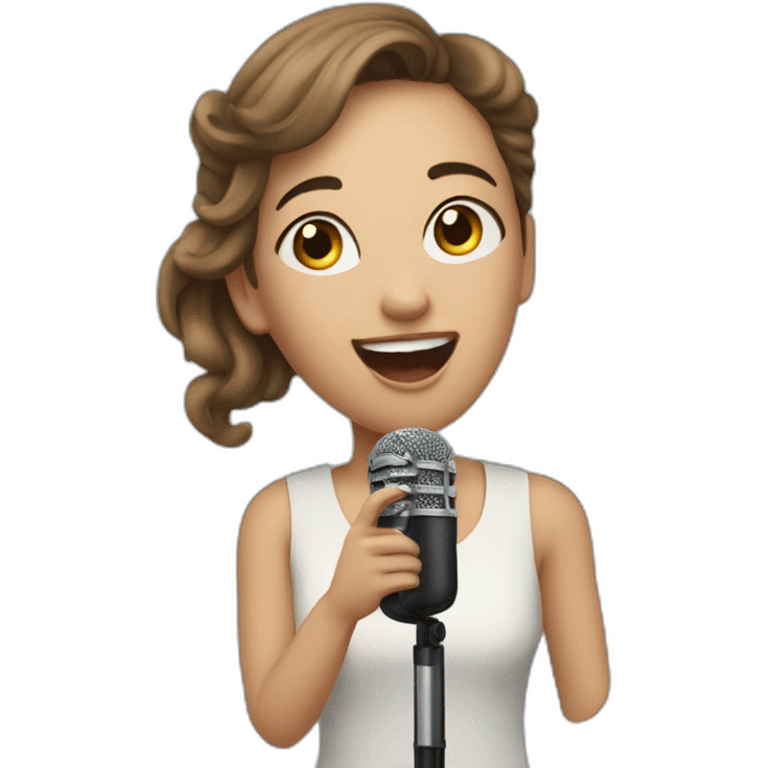 Camille Griselin sings with a microphone emoji