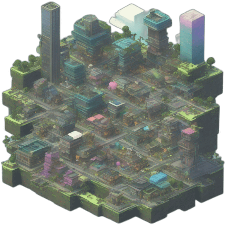 Minecraft Cyberpunk Pokemon Town many buildings emoji