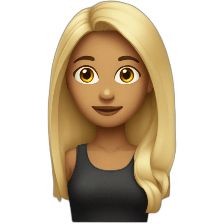 Mujer joven con pelo largo oscuro liso emoji