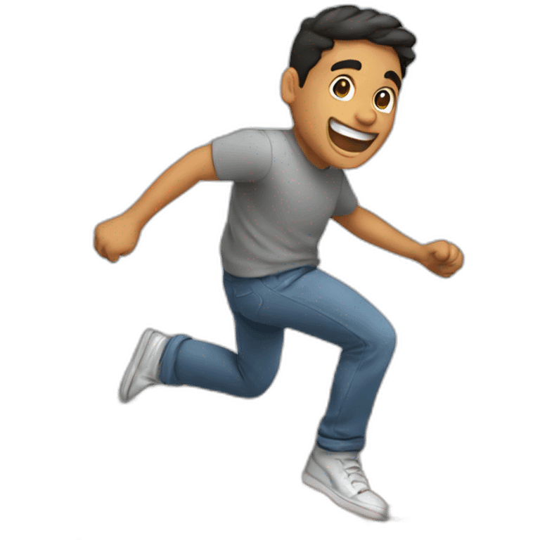 Hispanic man jumping over wall emoji