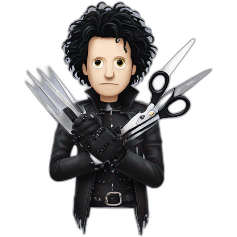 Edward Scissorhands with his scissors hands showing emoji