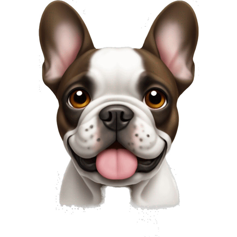 French bulldog white one brown ear emoji