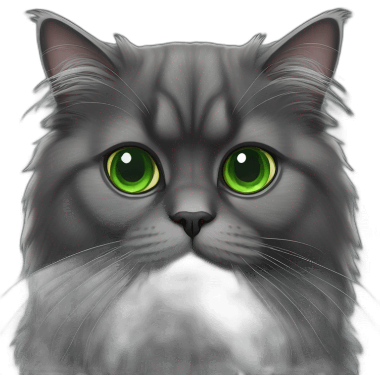 dark gray persian cat with green eyes emoji