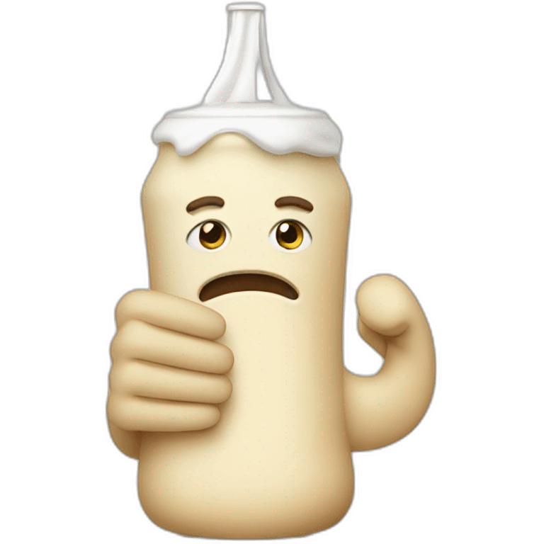 sour cream bottle shaped like a human doing thumbs down with his human hand emoji