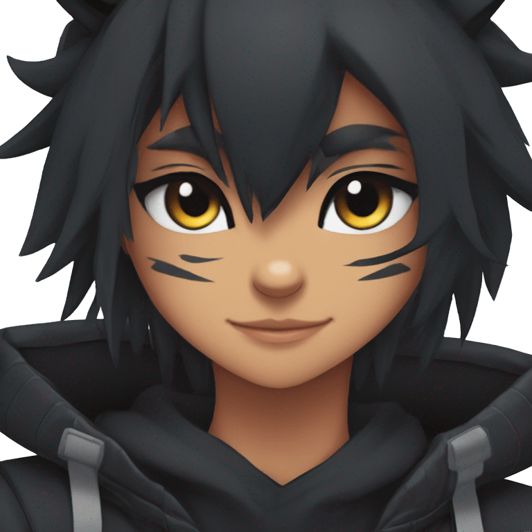 Edgy Shy Anthro Ninja boyish cool pretty dark black Litten-Pokémon-cat-fursona-animal techwear emoji