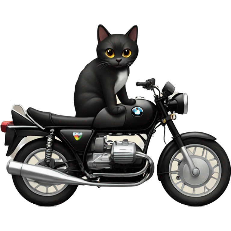 Cat in vintage black bmw  emoji