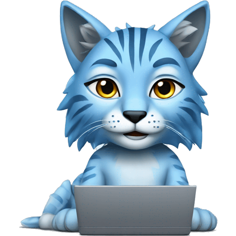 A blue lynx with a laptop emoji