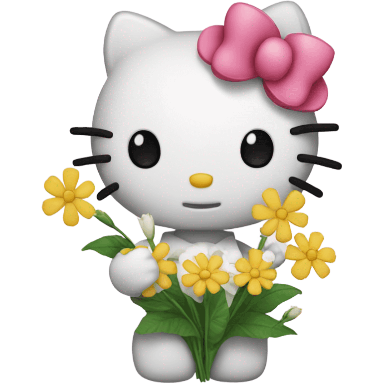 hello kitty holding flowers emoji