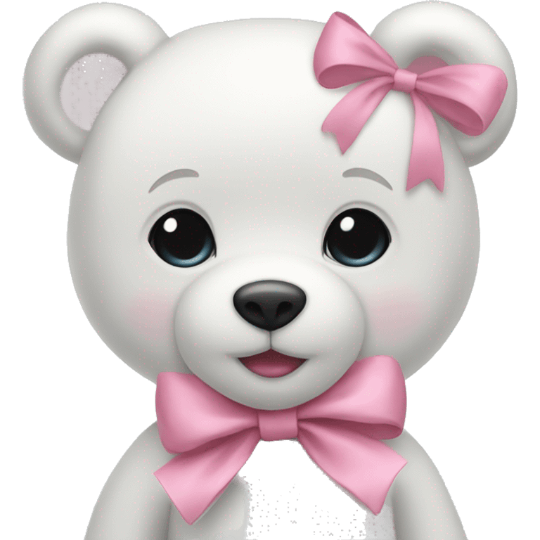 White teddy bear pink bow emoji