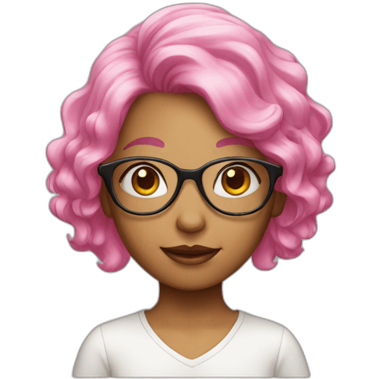 girl with pink hair and glasses emoji