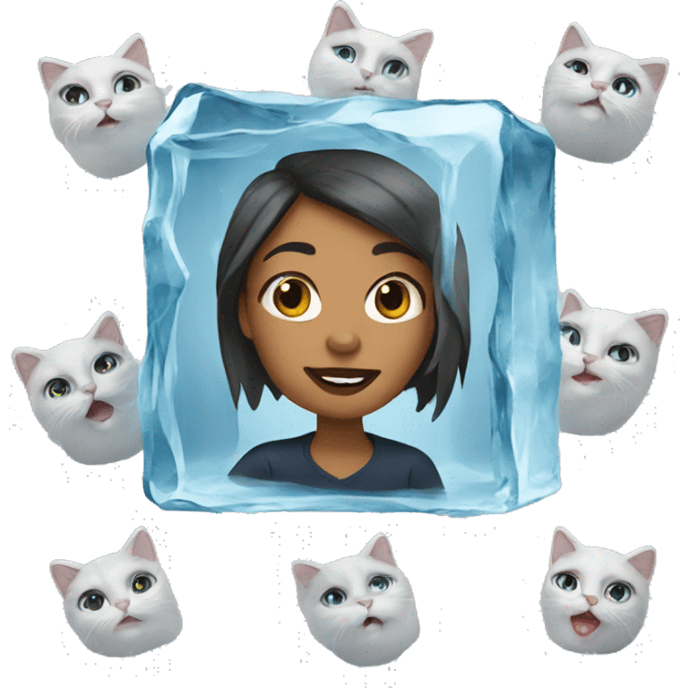 Girl with the cats in an ice cube  emoji