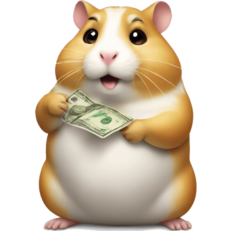 Extremely fat hamster offering pack of money   emoji