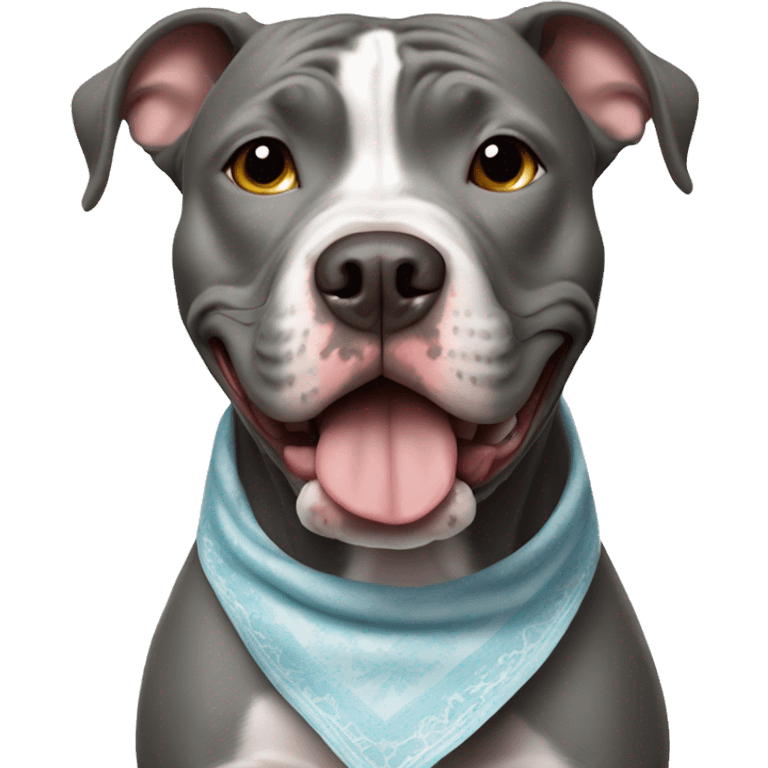 Grey pitbull wearing handkerchief emoji