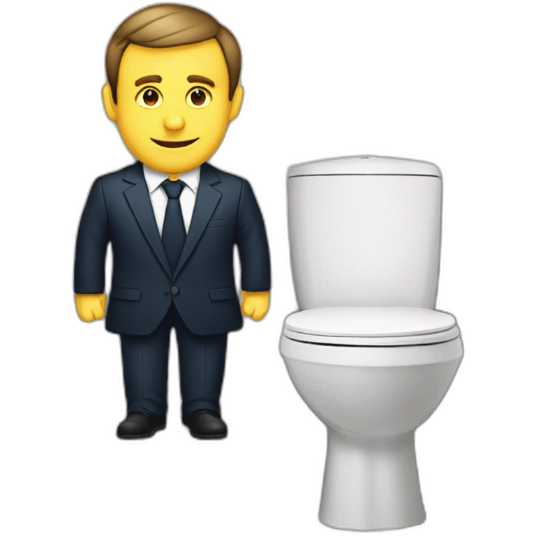 Macron sur un toilettes emoji