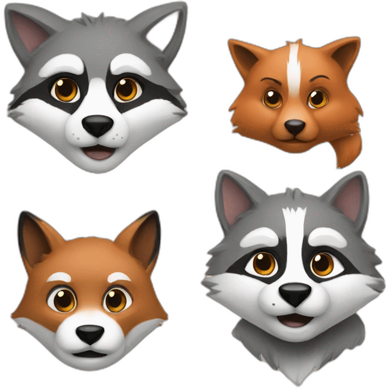 1 fox with 1 raccoon emoji