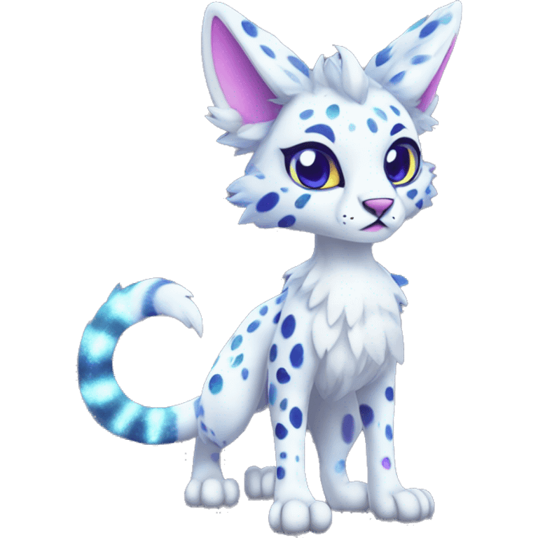 Cute Kawaii Epic Ethereal Sparkly Colorful Sergal-Serval-Vernid full body emoji