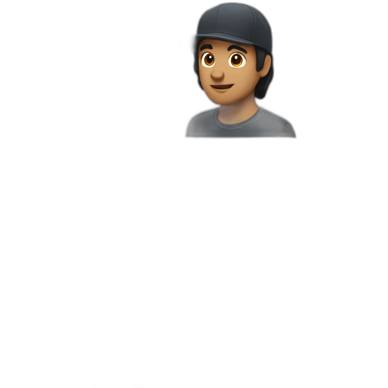 Longhead black hair man with cap emoji