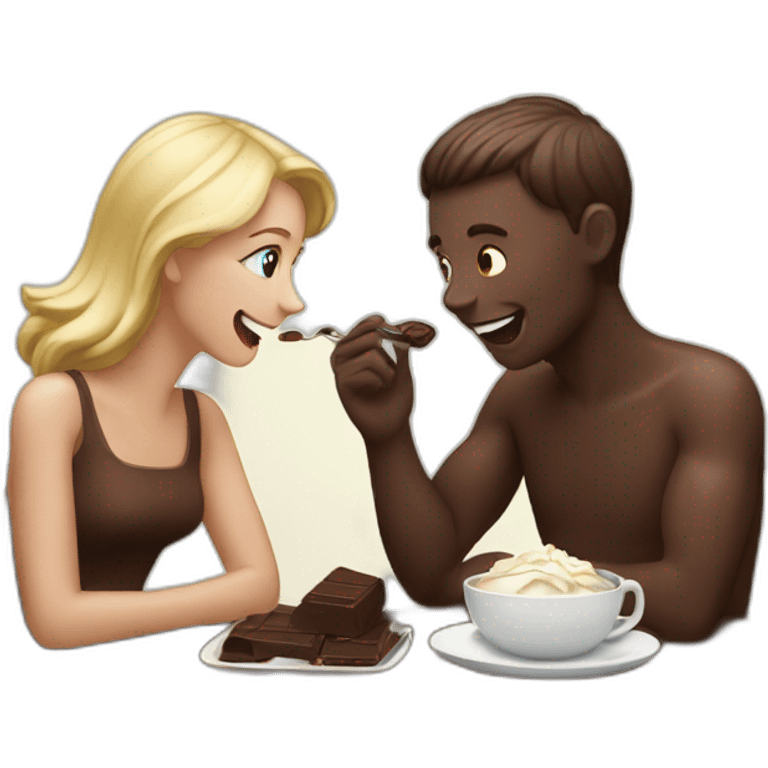 white couple eating chocolat emoji