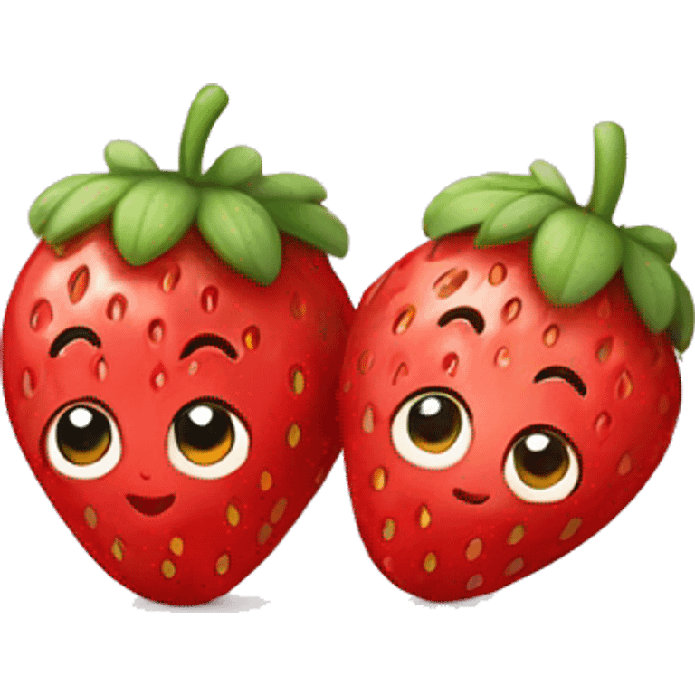 Two cute strawberries  emoji