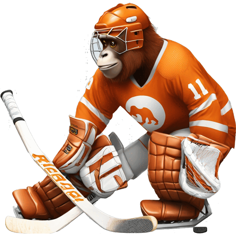 Orangutan wearing hockey goalie equipment emoji