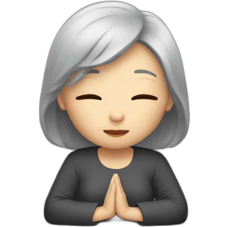 Chinese lady with gray hair praying piano emoji