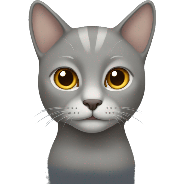 Grey cat without ears and brown eyes  emoji