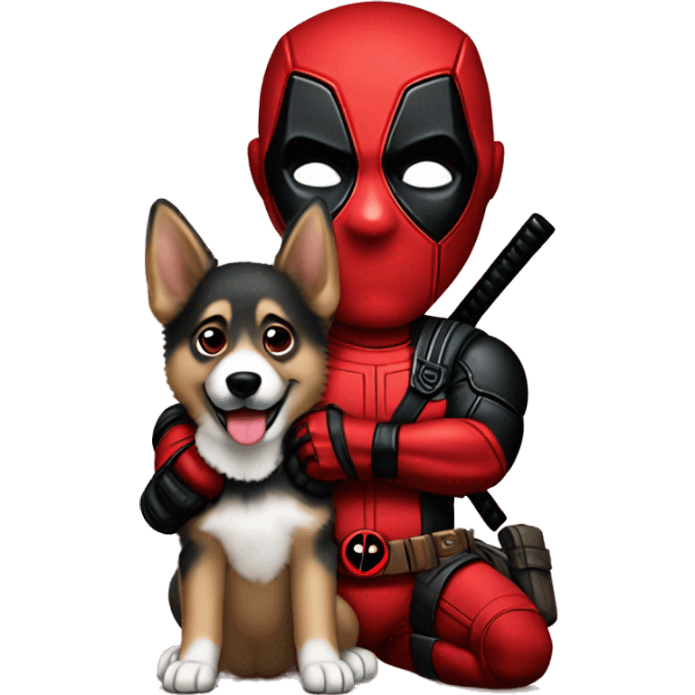 Deadpool holding German shepherd puppy emoji