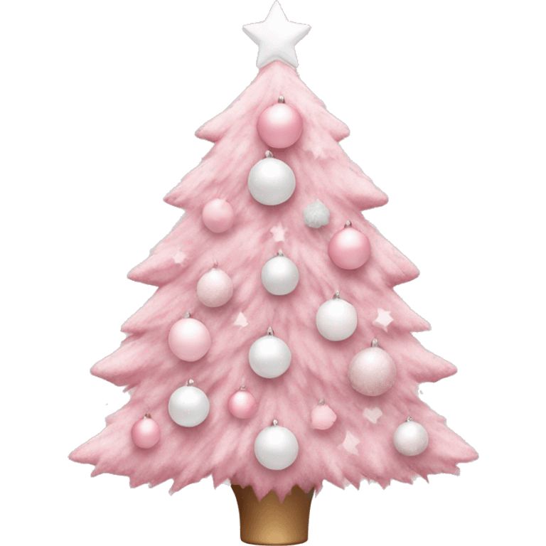 Pastel pink Christmas tree with pink and white ornaments  emoji