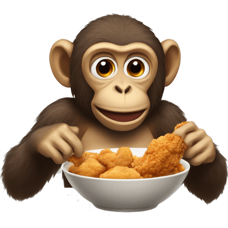 Monkey eating Fried chicken  emoji