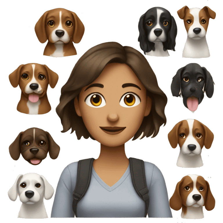 Brunette girl with dogs  emoji