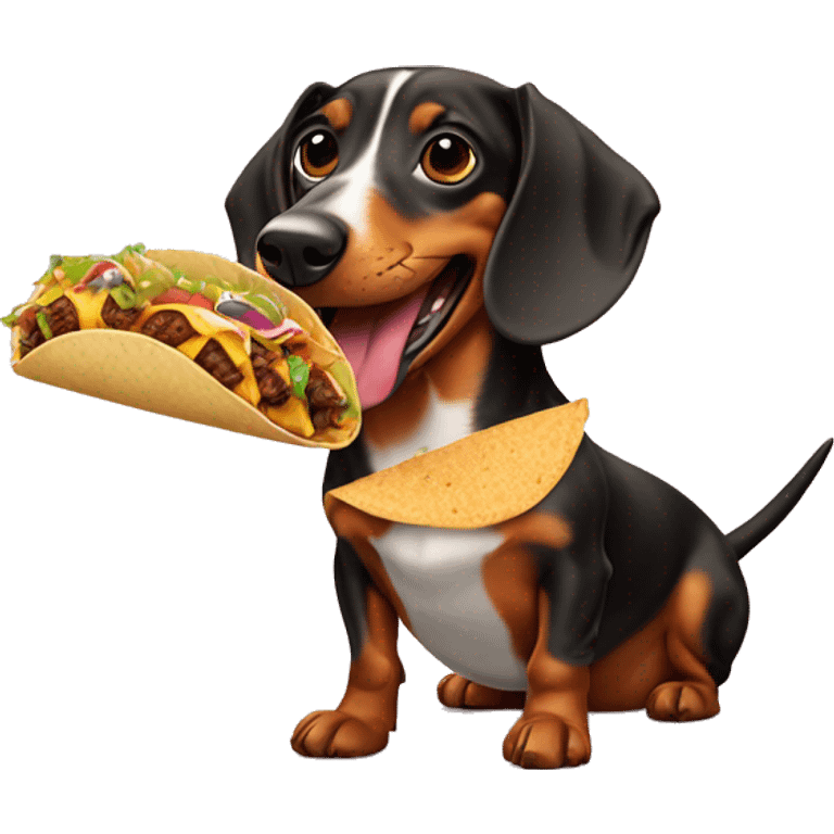 Weiner dog eating a taco emoji