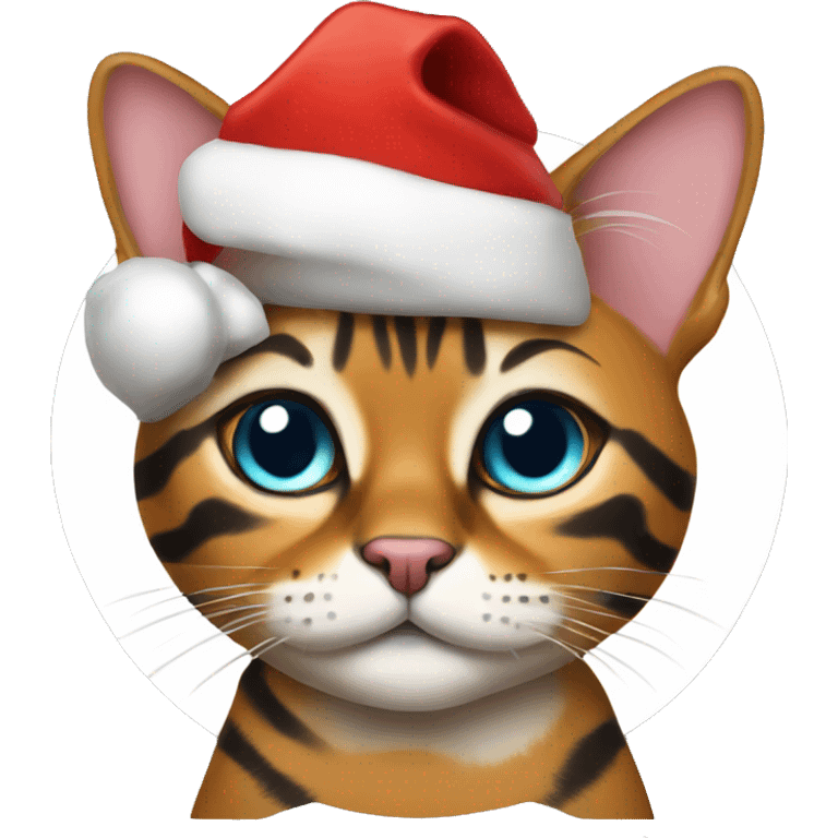 bengal girl cat with christmas hat emoji