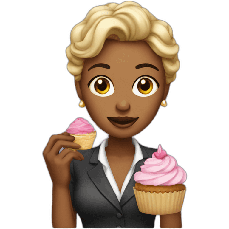 boss lady eating a cupcake emoji