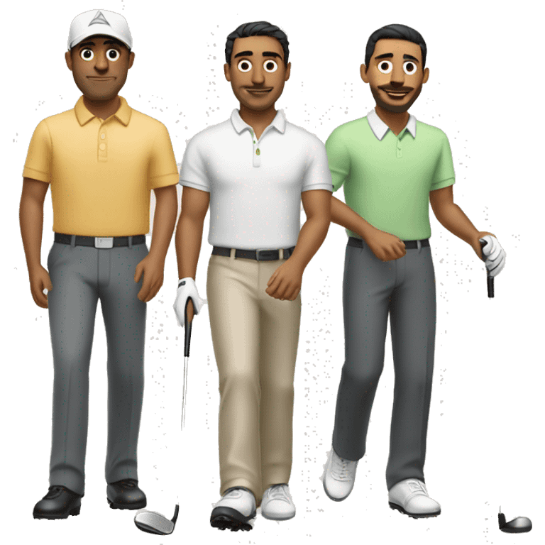 two short hispanic men golfing with one tall hispanic man emoji