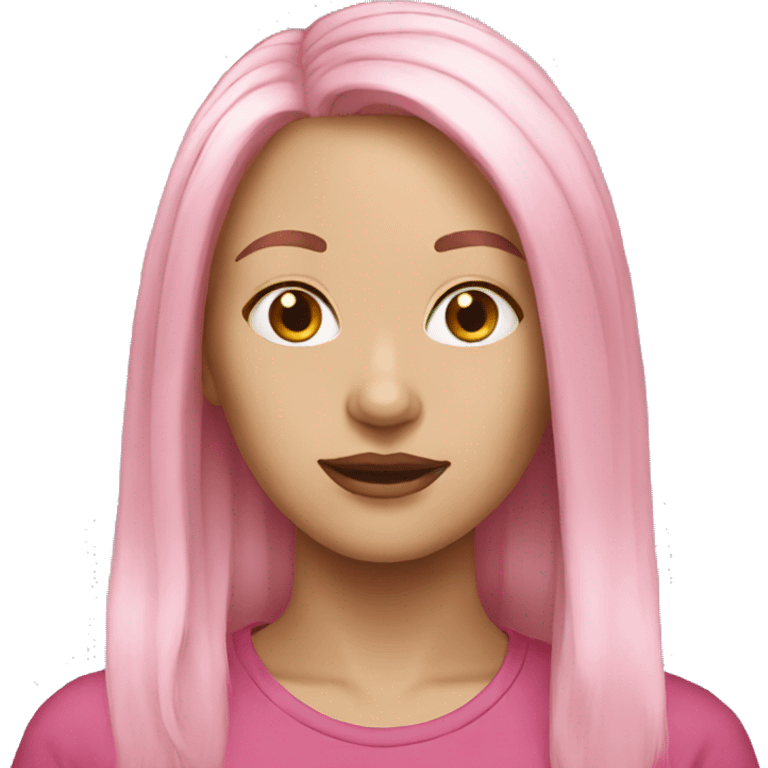 white woman pink long hair emoji