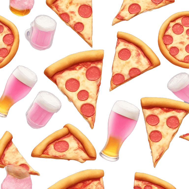 pastel pink pizza and beer realistic emoji