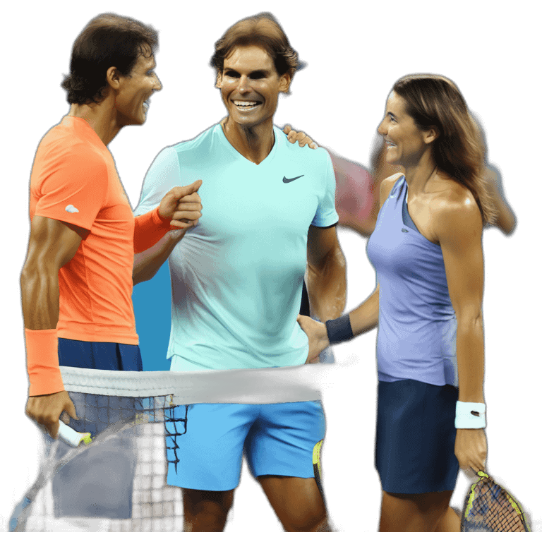 rafael nadal celebrated victory with carlos alcaraz, letizia ortiz y fernando alonso emoji