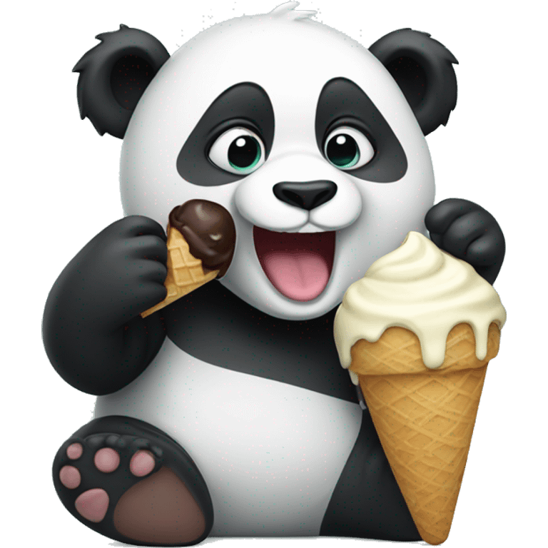 Panda eating ice cream emoji