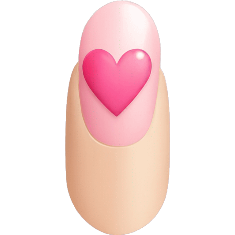 Nails with heart pink and cute emoji