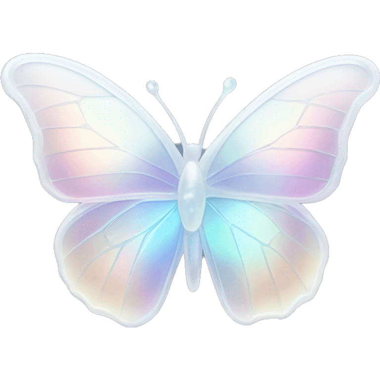 Pastel white iridescent glass crystal butterfly emoji