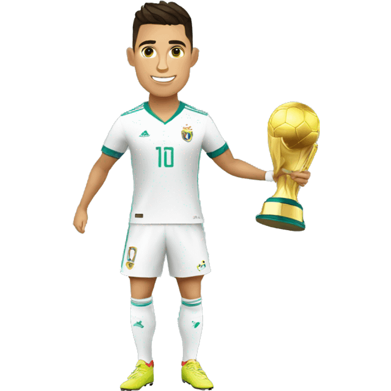 Cristiano Ronaldo con la copa del mundo emoji