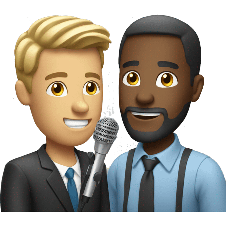 man interviewing man with microphone emoji