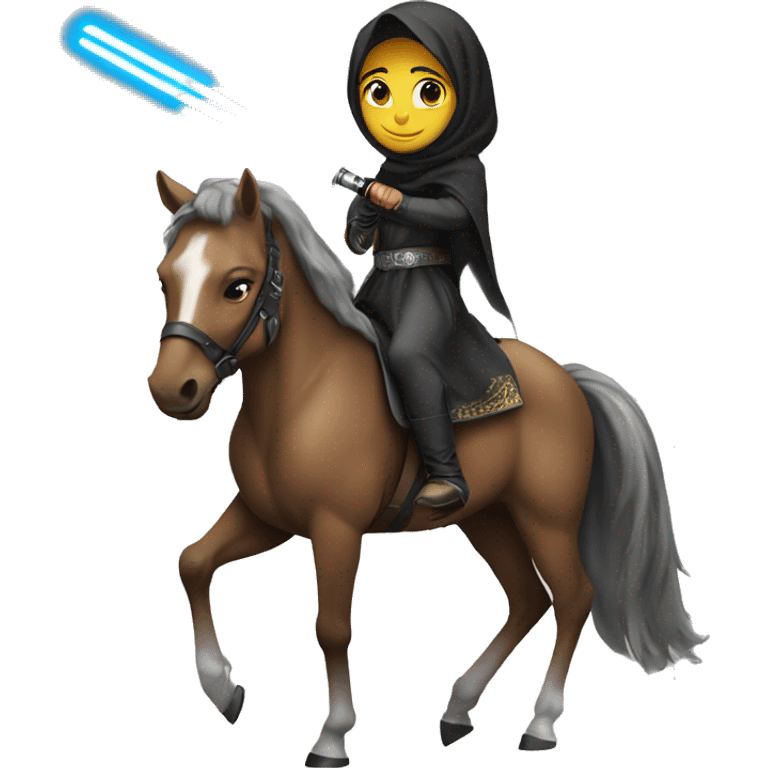 muslim girl holding light saber on horse emoji