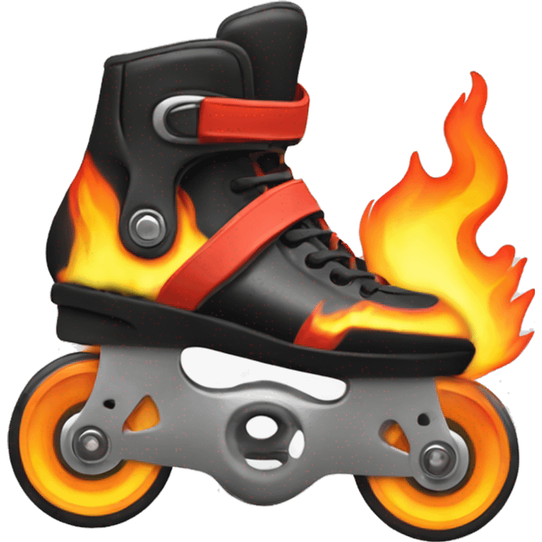 an inline rollerblade that only has the wheels on fire emoji