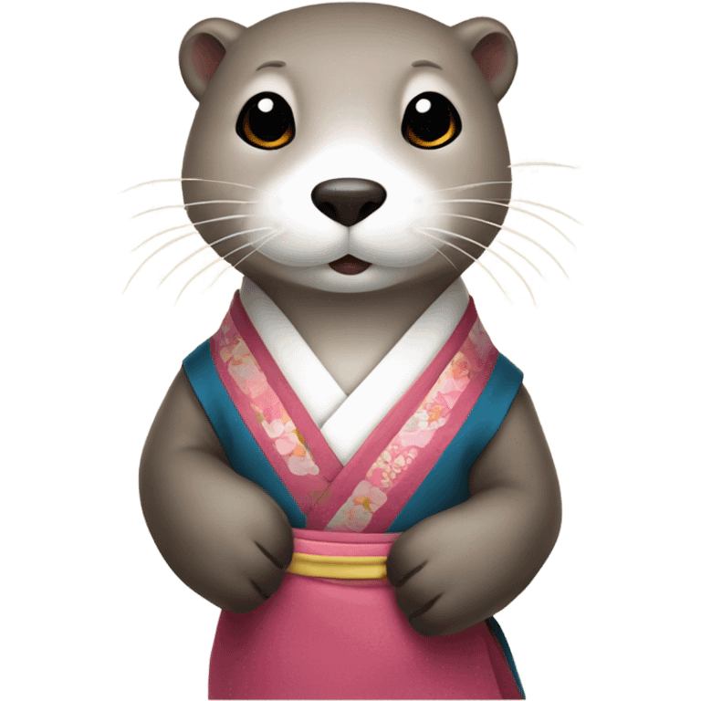 a otter face wearing traditional korean hanbok emoji