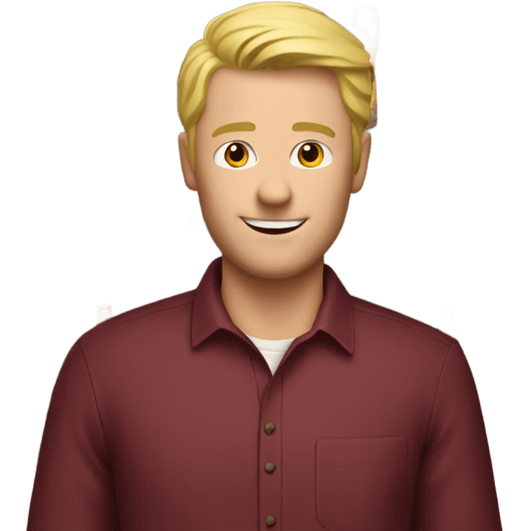 Blonde man in maroon shirt and lots of beers emoji