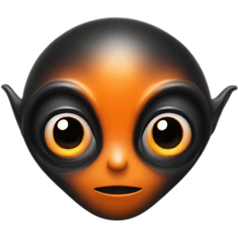 alien face black with big eyes orange details emoji